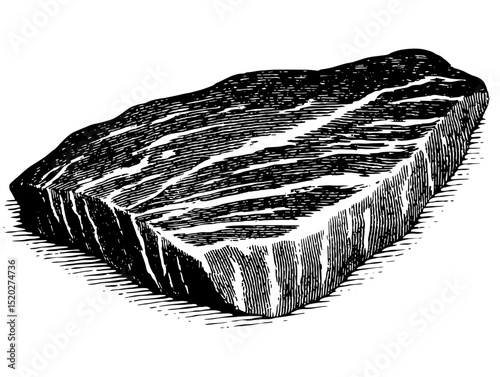Vintage engraved illustration of a beautifully detailed piece of meat showcasing its marbling and texture from a classic collection