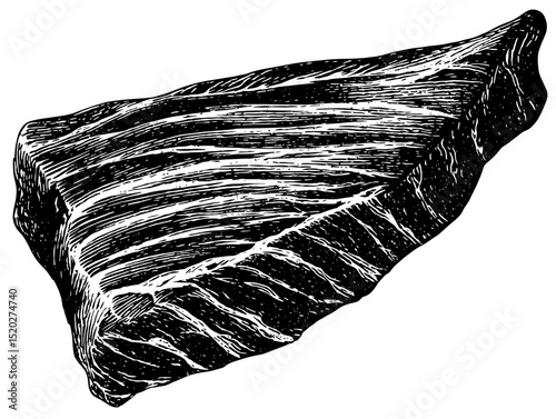 Vintage engraved illustration of a unique carved stone artifact showcasing intricate textures and historical significance