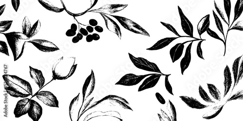 Elegant vintage emblem collection featuring intricately engraved illustrations of botanical elements with a timeless design aesthetic