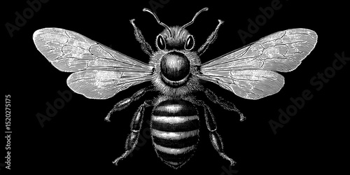 Exquisite vintage engraving of a bee showcasing intricate details in a timeless design from a distinctive collection