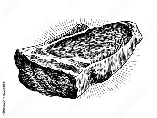 Intricate vintage engraving of a premium steak showcasing detailed texture and form in classic design