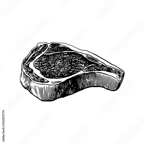 Detailed engraved depiction of a vintage meat cut in a classic style showcasing artistry and culinary heritage