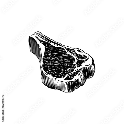 Elegant vintage engraved illustration of a flavorful meat cut in a rustic style