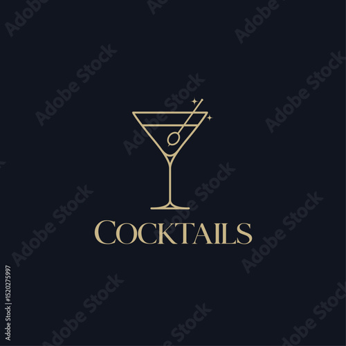 Cocktail Martini Glass Logo