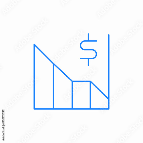 declining bar chart icon sign vector