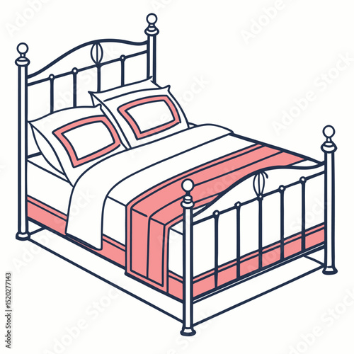 double bed vector icon