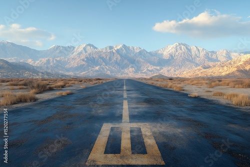 Desert Highway Adventure. Scenic Road Trip through Mountain Wilderness at Sunset