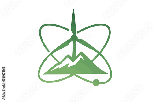Vector icon shows carbon neutrality, global sustainability, recyclable, clean technology, sustainable housing, emission reduction, wind power, renewable energy, ecosystem, green energy transition