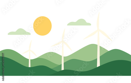 Vector icon shows green industry, energy transition, bio energy, emission reduction, sustainable future, recyclable, carbon footprint, wind power, carbon neutrality, low carbon city