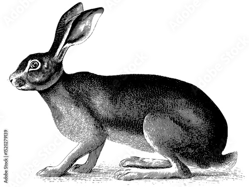 Vintage engraved illustration of a rabbit showcasing intricate details and craftsmanship in design