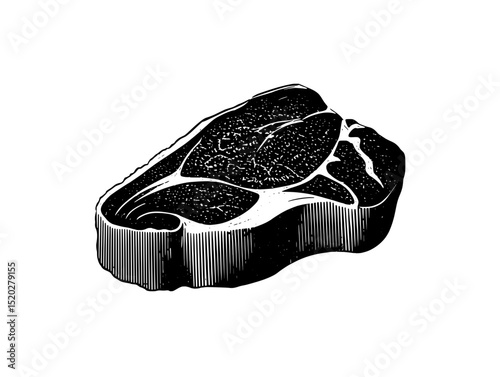 Engraved vintage illustration of a meat cut showcasing intricate details and craftsmanship in design from a classic collection