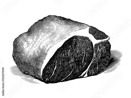 Engraved vintage illustration of a meat cut showcasing intricate details in a classic style