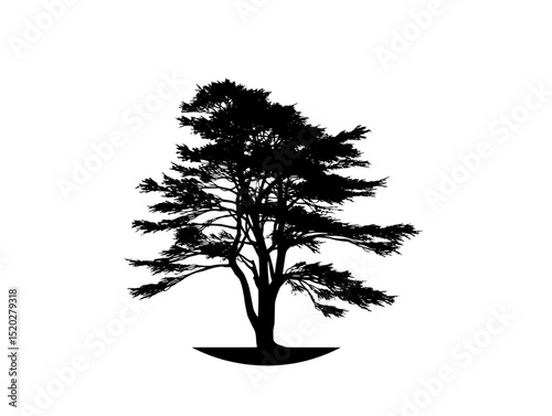 Elegant vintage emblem featuring a meticulously engraved tree silhouette as part of a timeless collection