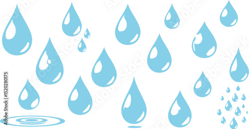 Simple and elegant blue raindrop design for weather forecasts and environmental concepts