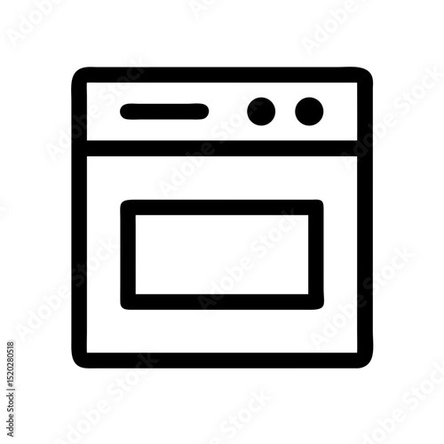 Baking Icon – Oven Line Drawing:
Minimalist line icon of a kitchen oven, ideal for cooking apps, recipes, bakery branding, and culinary websites.