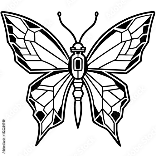 Minimal Cyber Butterfly Vector on White