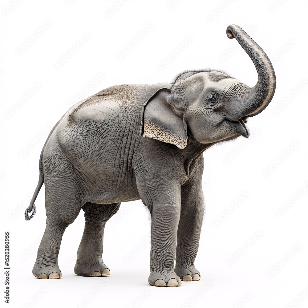 Obraz premium Majestic Elephant in the Wild. A Curious Herbivore with Towering Tusks and Flapping Ears - Capturing the Essence of African and Asian Wildlife Conservation