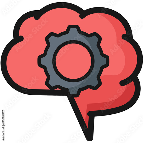 Brain shaped cloud with gear representing artificial intelligence