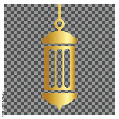 Realistic golden islamic lantern illustration design