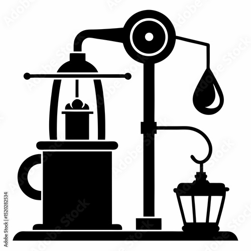 coffee grinder with coffee beans Vector icon illustration silhouette Graphics design image white background