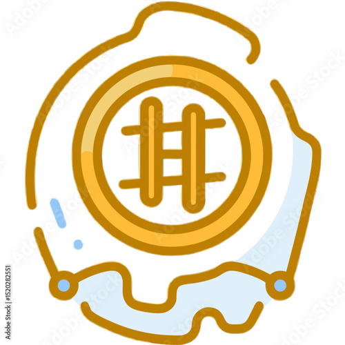 Hashgraph Icon with Stylized Border Cryptocurrency Technology Symbol