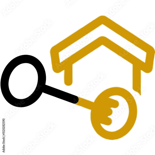 House and Key Icon Real Estate Security and Property Concept