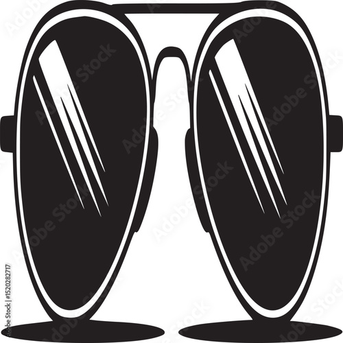 A minimalistic black and white illustration of aviator sunglasses on a plain background graphic design