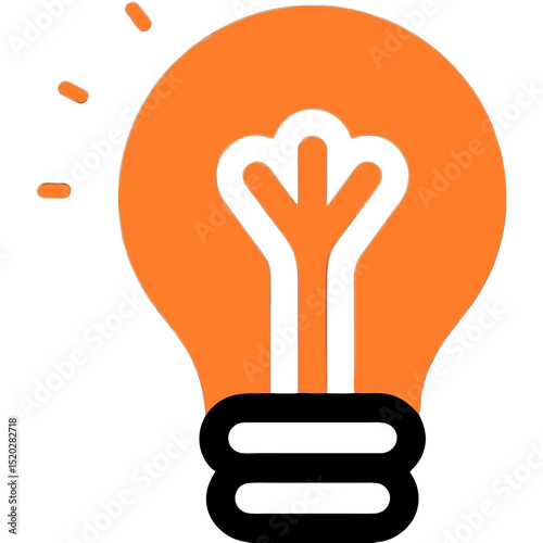 Orange lightbulb icon with black base and radiating light