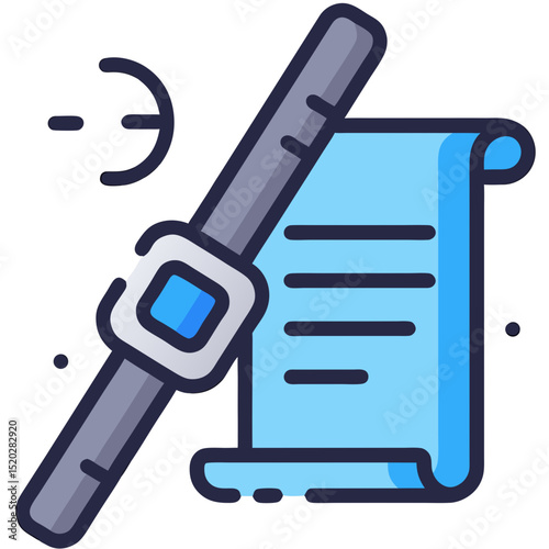 Scroll with Text and Ruler Icon Illustration