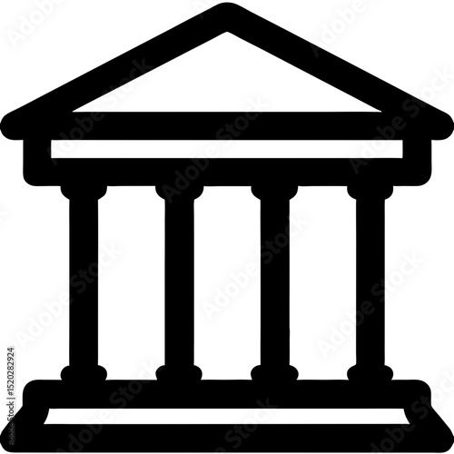 Simple Black and White Icon of a Classical Building