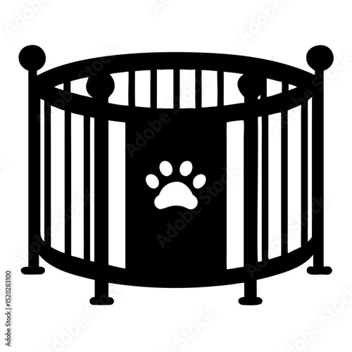 Round pet playpen with paw print design. Pet playpen for small animals, puppies, or kittens. Safe and secure pet playpen ideal for indoor use. This pet playpen is perfect for isolated pet areas.