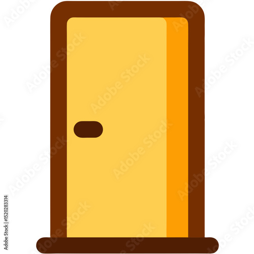 Stylized Door Illustration with Purple Frame and Brown Handle