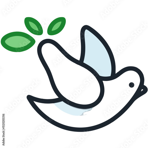 Stylized Dove with Olive Branch Symbol of Peace and Hope