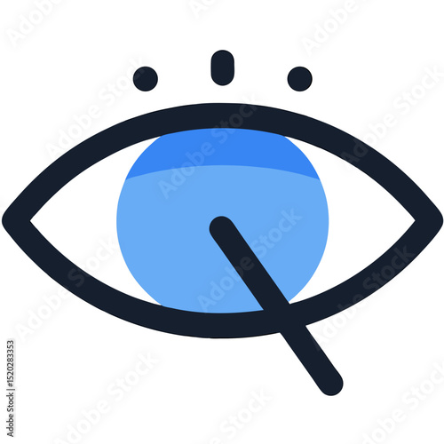 Stylized Eye Icon with Blue Iris and Lashes