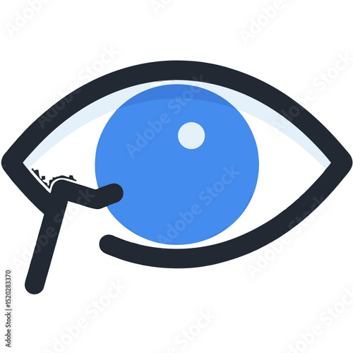 Stylized Eye Icon with Blue Iris and Dark Outline