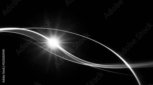 Bright, dynamic light rays radiating from a central point with abstract, modern beams.