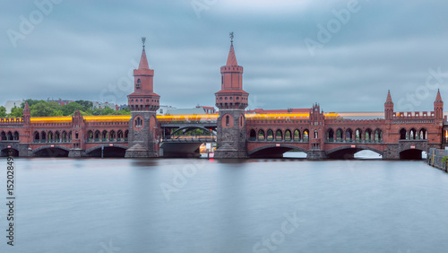 Oberbaum Bridge at sunset in Berlin Germany