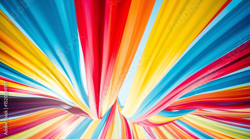 Vibrant, radiant light beams creating a dynamic and colorful abstract background.