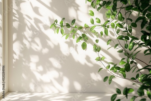 Bright Space with Green Leaves. Indoor Plants and Natural Light in a Tranquil Home Interior