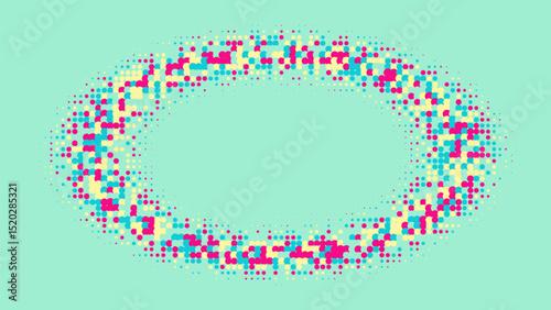 Halftone Texture. Color Art With Memphis Elements. Dynamic Elements In 2d Presentation. Dots Flyer. Minimalist Graphic Pattern. Geometric Abstract Poster. Trendy Halftone Texture