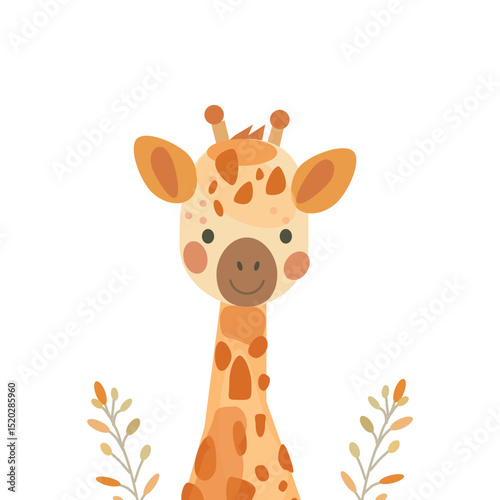 Cartoon character giraffe,cute african animal giraffe vector illustration on white background, giraffe cartoon illustration