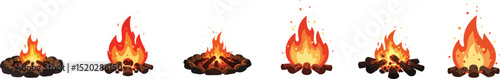 Animated Campfire with Glowing Embers and Layered Flames for Outdoor Themes