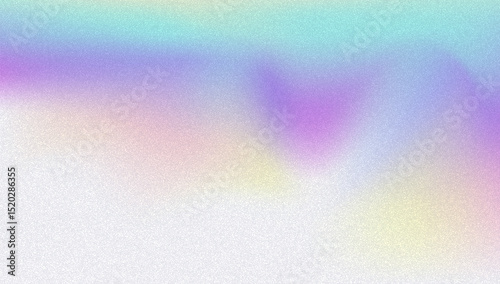 Noise Gradient Background. Abstract Grainy Bg In Pink, Purple And Blue Colors. Iridescent Hologram. Pearlescent Holographic Texture With Rainbow Foil. Modern Film Photo With Fluorescent Dust