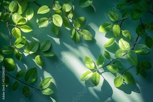 Vibrant Green Leaves. A Serene Botanical Background for Eco-Friendly Decor and Nature Photography
