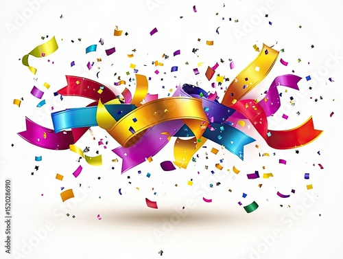 Festive ribbons and confetti