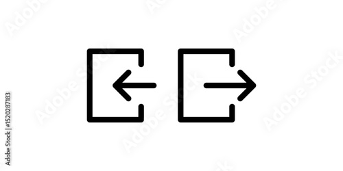  login and logout icon with arrow symbol, outline icons . functionality with arrows and door shapes, ideal for web and app interfaces
