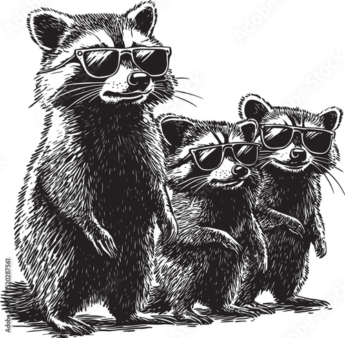 vector illustration of cartoon Raccoon