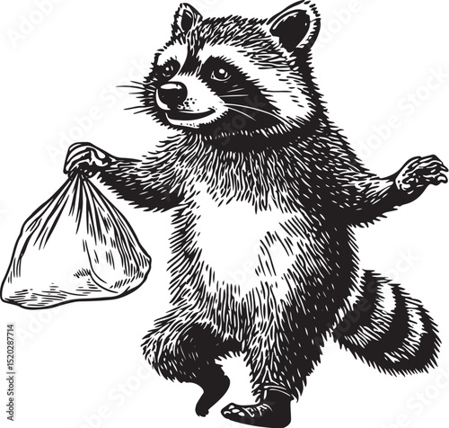 vector illustration of cartoon Raccoon