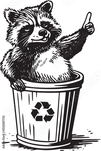 vector illustration of cartoon Raccoon