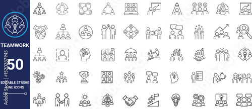 Teamwork Line art Icons set